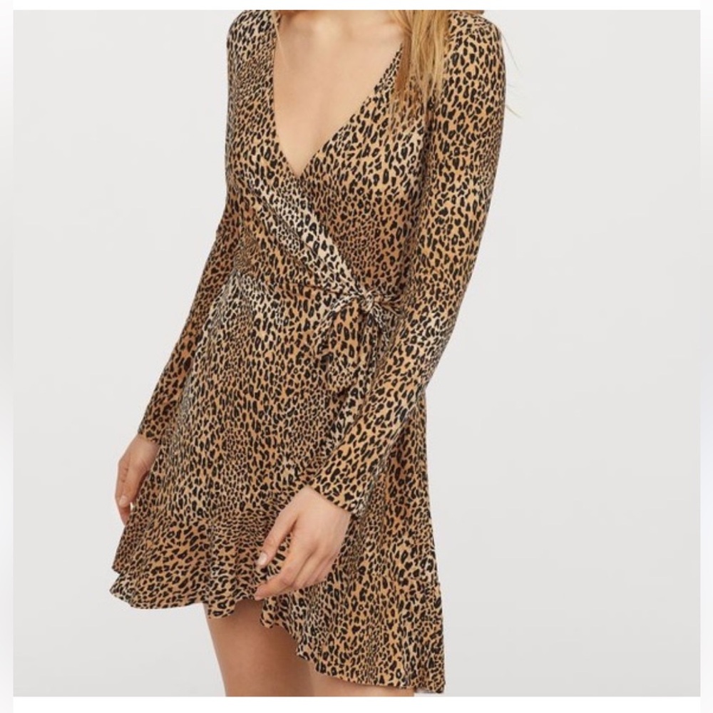 Divided Leopard Print Wrap Mini Dress NWOT